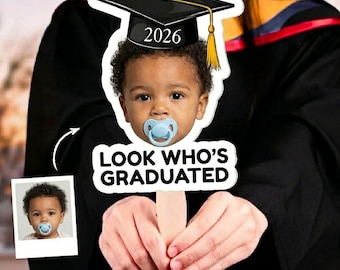 Custom Photo Graduation Fan Look Who's Graduated Class of 2026 Personalized Childhood Photo Grad Fan Funny Graduation Party Prop Gift