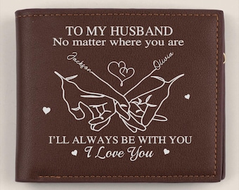 To My Husband Wallet, Personalized Leather Wallet for Husband from Wife, Romantic Gift for Him, Anniversary Birthday Gift, Custom Wallet