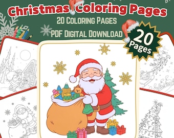 Christmas Coloring Pages for Kids | 20 Fun Holiday Coloring Sheets | Printable PDF Digital Download