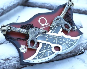Réplica das Lâminas do Caos de Kratos de God of War, Lâminas Gêmeas de Aço Inoxidável, Espada Colecionável para Exibição, Presente Perfeito para Namorado e Gamers