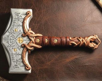 Martelo Viking feito à mão sob encomenda, Martelo de Thor de God of War, Machado de Ragnarok de God of War, Martelo de God of War, Presente de Natal de God of War, Presentes para ele