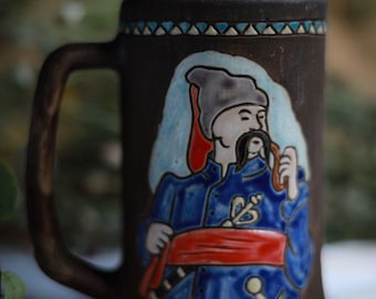 Rustic Pottery Mug – 600ml, Terracotta Mugs,  Beer Stein, Large Coffee Cup, Hand-Painted Ceramic Pottery Gift, Made in Ukraine