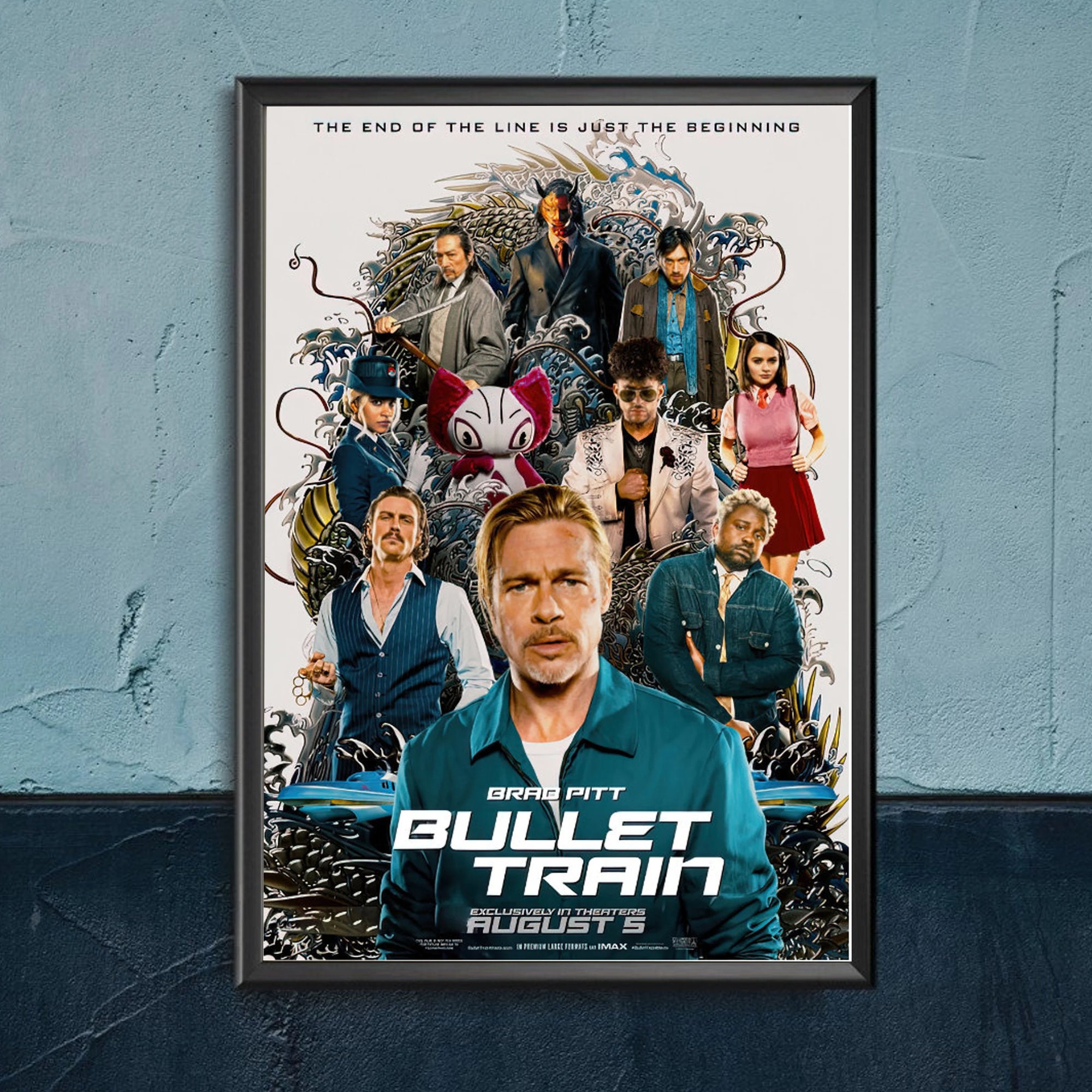 Bullet Train 2022 Movie Poster, Bullet Train 2022 Poster, Bullet Train Brad Pitt Bad Bunny Poster Wall Art Print
