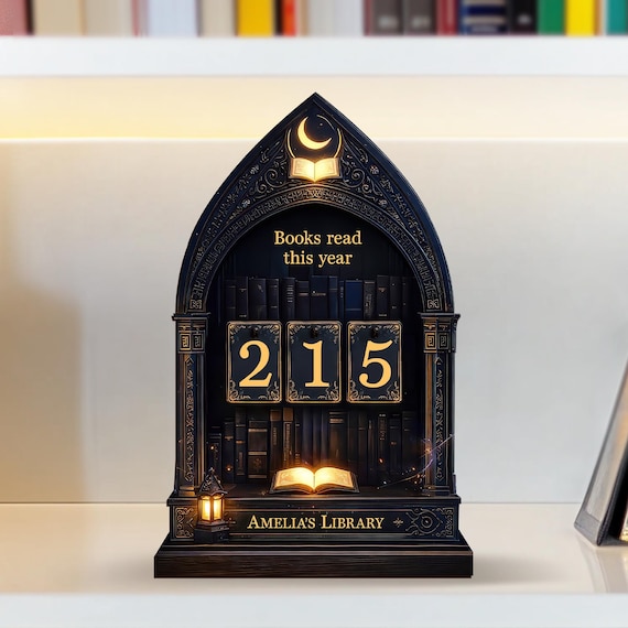 Personalized Books Read This Year Wooden Book Tracker Gothic Library Decor