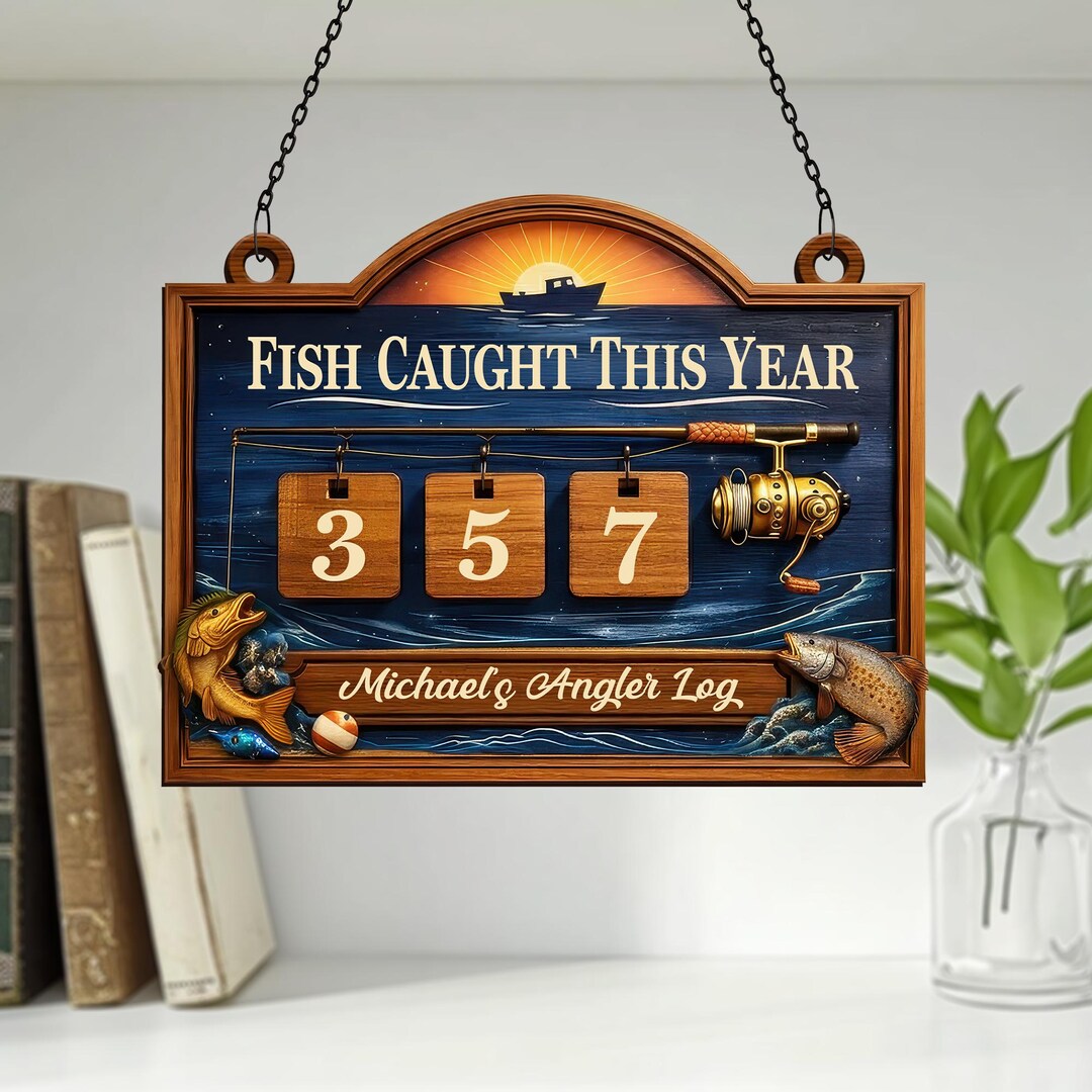 Personalized Fishing Tracker Sign, Fish Caught This Year Board, Custom ...