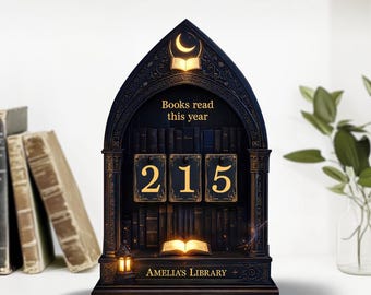 Personalized Reading Tracker, Gothic Arch Wooden Book Counter, Dark Academia Library Decor