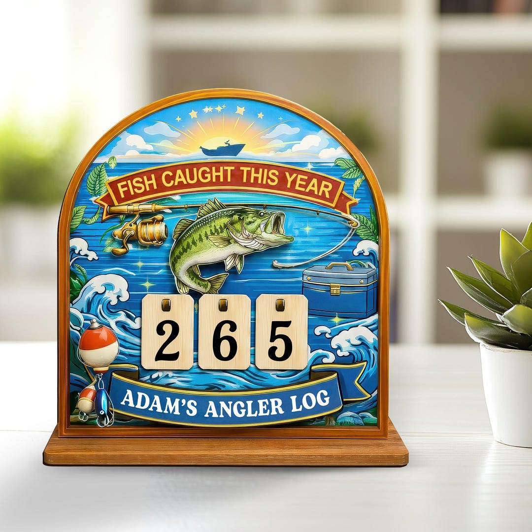 Personalized Fishing Tracker Sign, Fish Caught This Year Counter ...