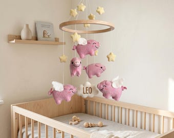 Personalized Woodland Baby Mobile, Forest Nursery Decor, Felt Baby Crib Mobile, Custom Name Mobile, Fox Owl Bear Mobile, Baby Shower Gift