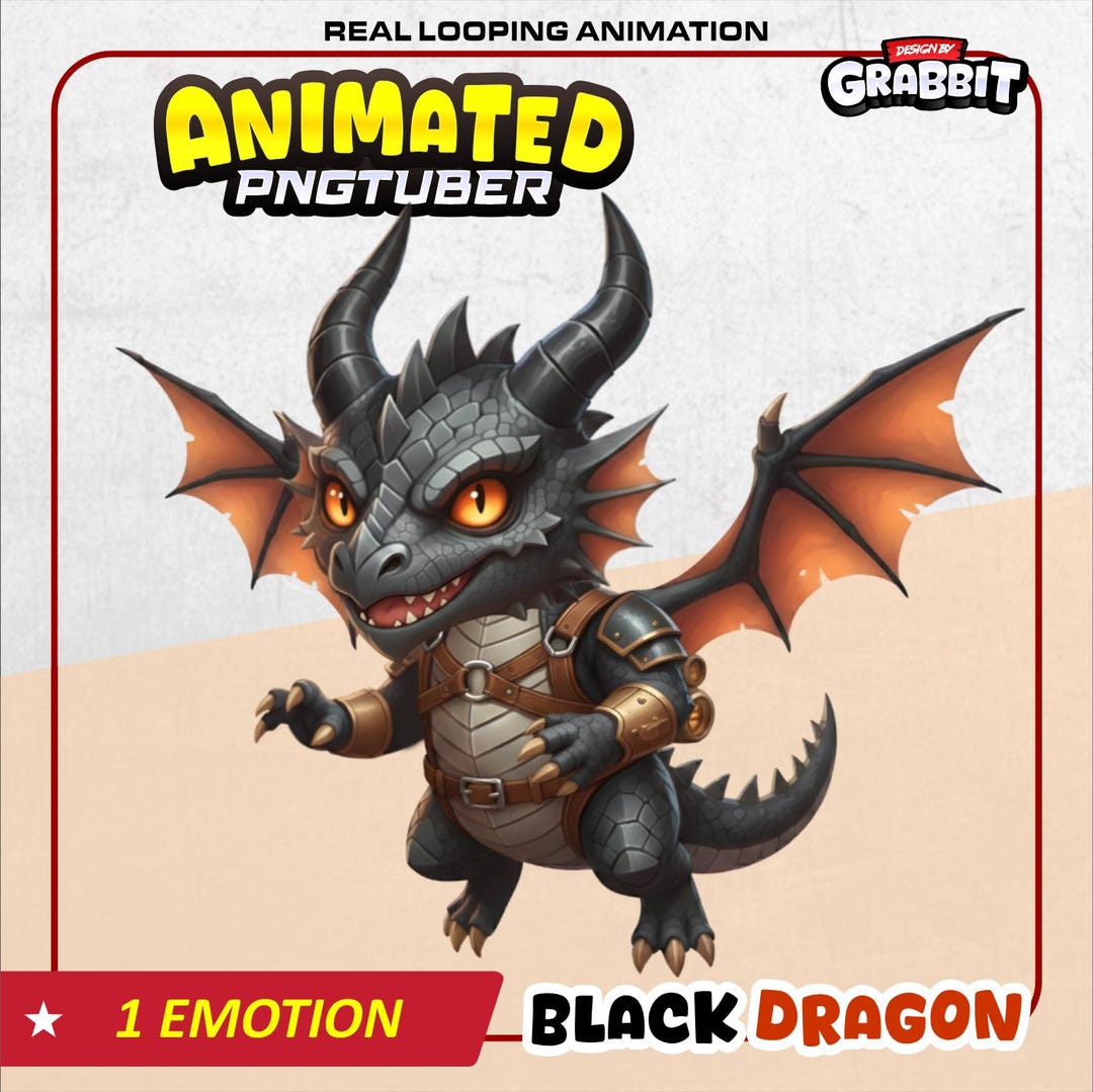 Fpj Animation Animated Chibi Black Dragon Pngtuber, Male Vtuber Model (veadotube ...
