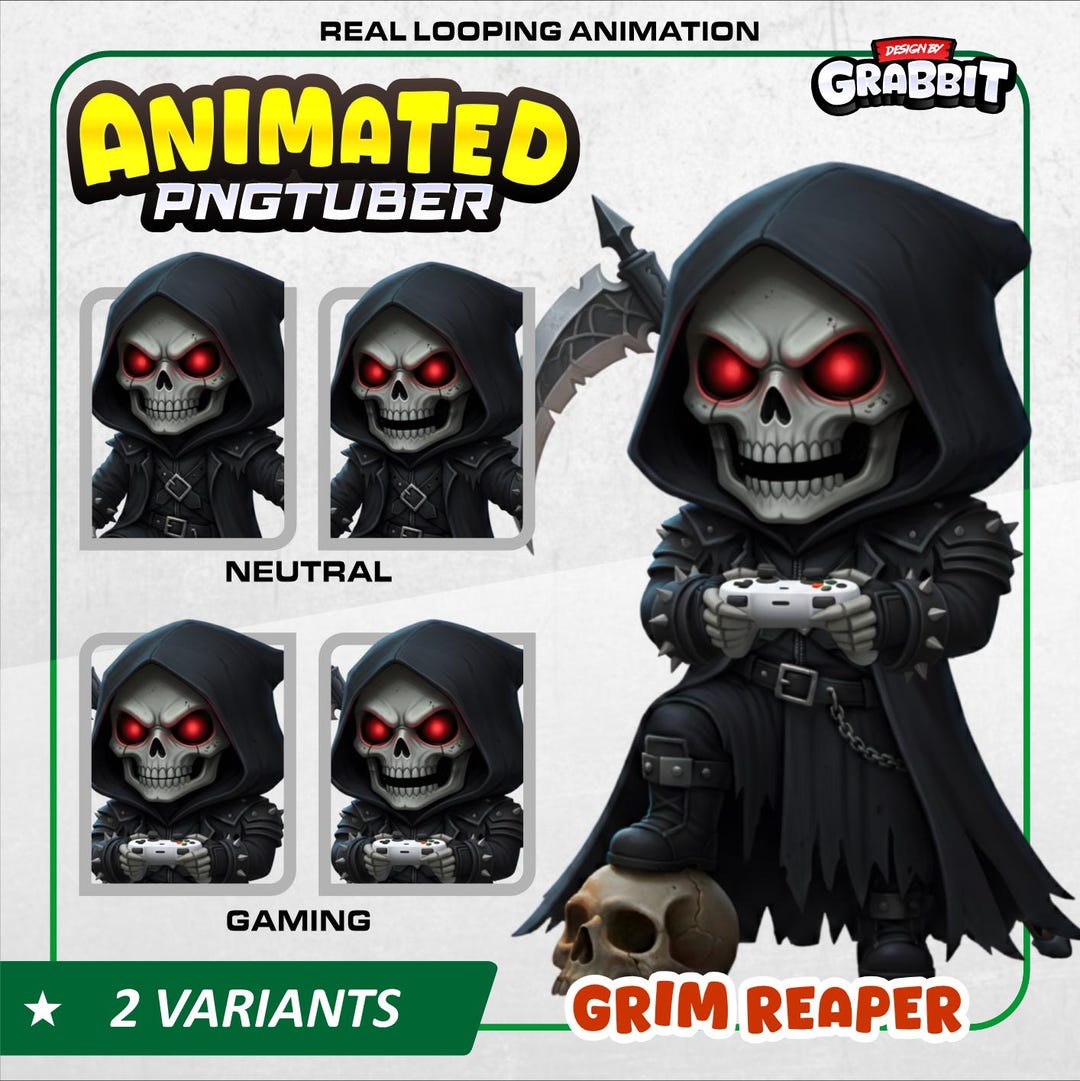 Grim Reaper Animated Pngtuber, Gothic Horror Vtuber Model (2 Versions ...