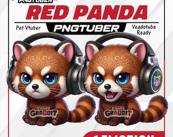 Animierter Roter Panda PNGTuber, Chibi Gamer Vtuber Avatar, Veadotube Kompatibel