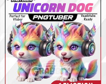 Animierter Einhorn Hund PNG | Neutraler Ausdruck, Veadotube-kompatibel
