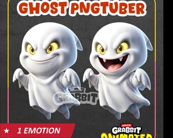 Modelo PNGTuber de fantasma animado, Vtuber de juegos de terror, listo para Veadotube