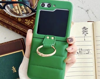 Galaxy Z Flip用 3Dパファーフォンケース リングホルダー 耐衝撃カバー