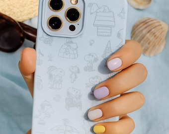 Snoopy iPhone Hülle: Cloud Cyan Flüssigsilikon, voller Schutz