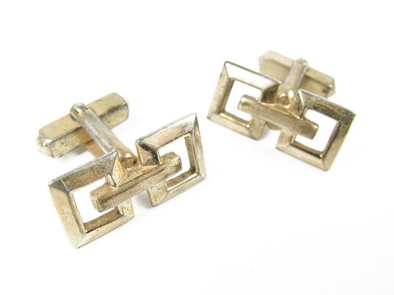 Geometric Cufflinks Vintage Wedding Vintage Mod Cufflinks in Gold Tone Boutons de Manchette MyChouChou