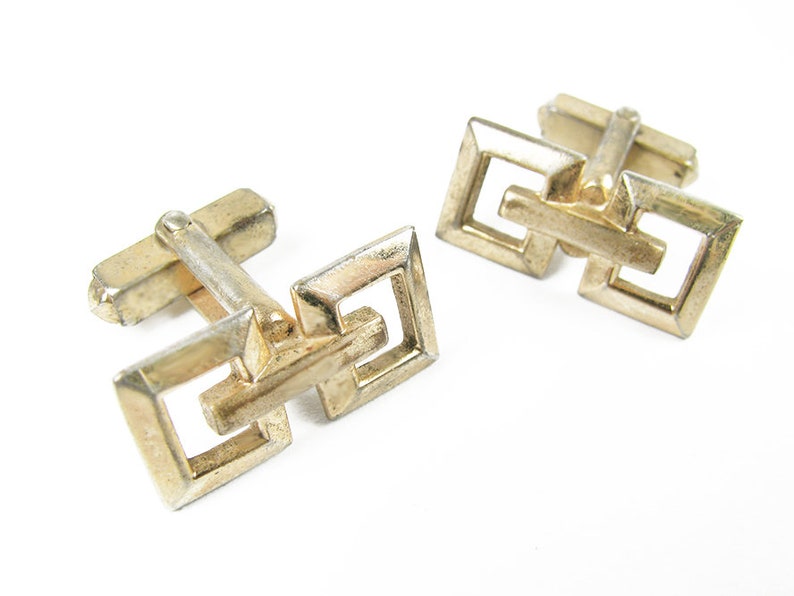 Geometric Cufflinks Vintage Wedding Vintage Mod Cufflinks in Gold Tone Boutons de Manchette MyChouChou