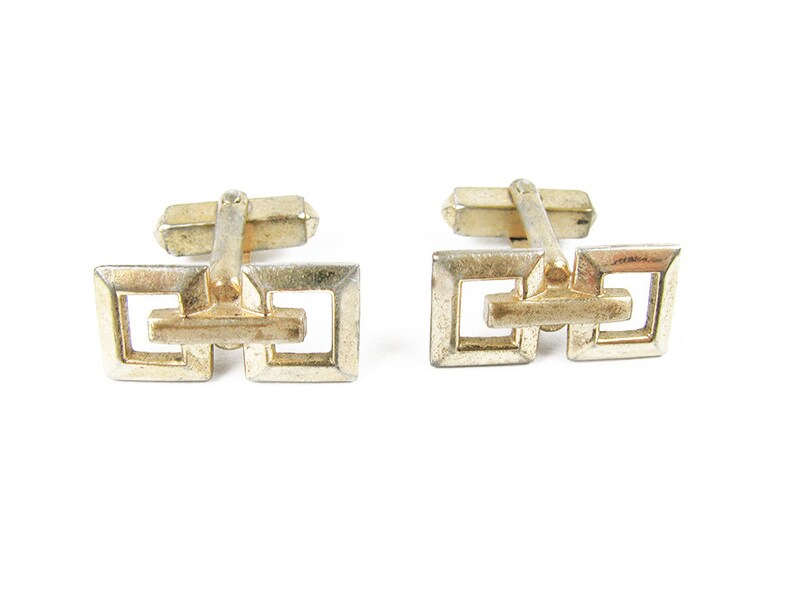 Geometric Cufflinks Vintage Wedding Vintage Mod Cufflinks in Gold Tone Boutons de Manchette MyChouChou