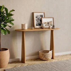Modern Oak Console Table | Narrow Hallway Table | Minimalist Wooden Sofa Table | Japandi Entryway Table | Small Space Decor Furniture