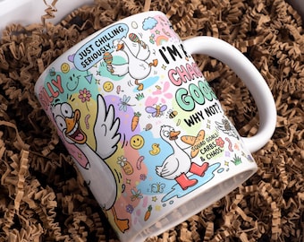 Taza de ganso divertida de 11 oz y 15 oz con diseño de sublimación sin costuras, descarga digital, archivo PNG de pájaro humorístico