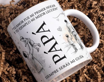 Papel pintado para taza del Día del Padre en español: Frases Para Papá PNG (Descarga digital)
