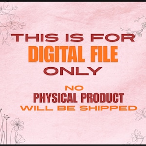 Puede incluir: Un fondo rosa con arte lineal floral y texto en naranja y granate. El texto dice: "ESTO ES S&Oacute;LO PARA ARCHIVO DIGITAL. NO SE ENVIAR&Aacute; NING&Uacute;N PRODUCTO F&Iacute;SICO."