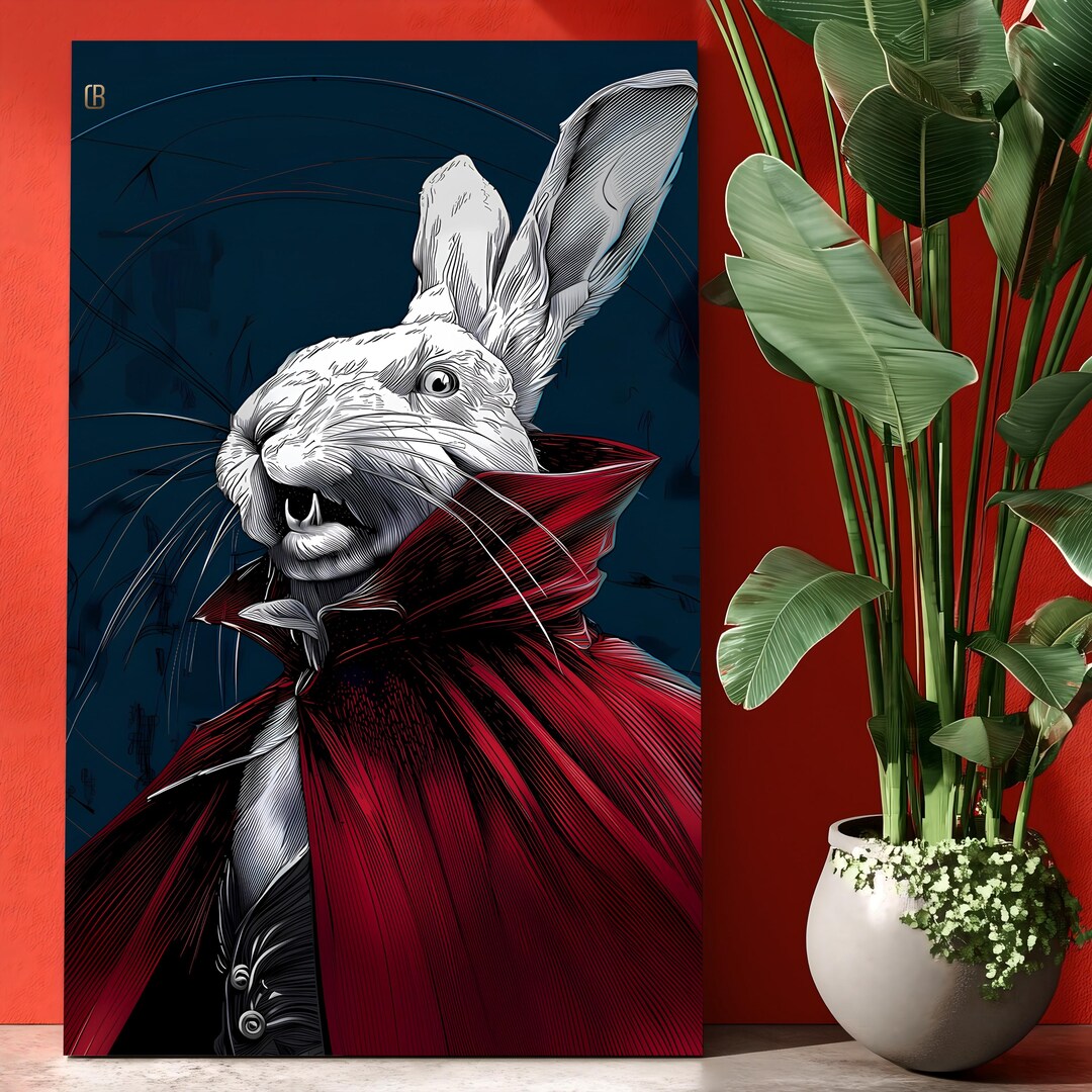 Fanged Vampire Bunny Digital Download - 'count Kale' Line Art Rabbit ...