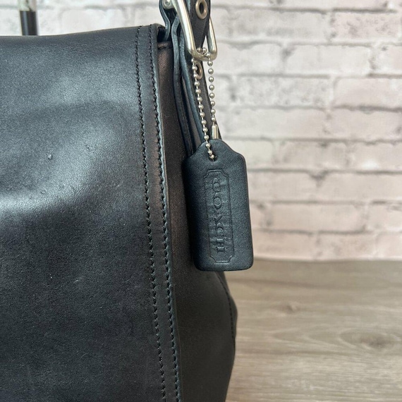 80’s OLD COACH SHOULDER BAG Vintage Coach Black Leather Studio Flap Shoulder Bag 9828 - Etsy