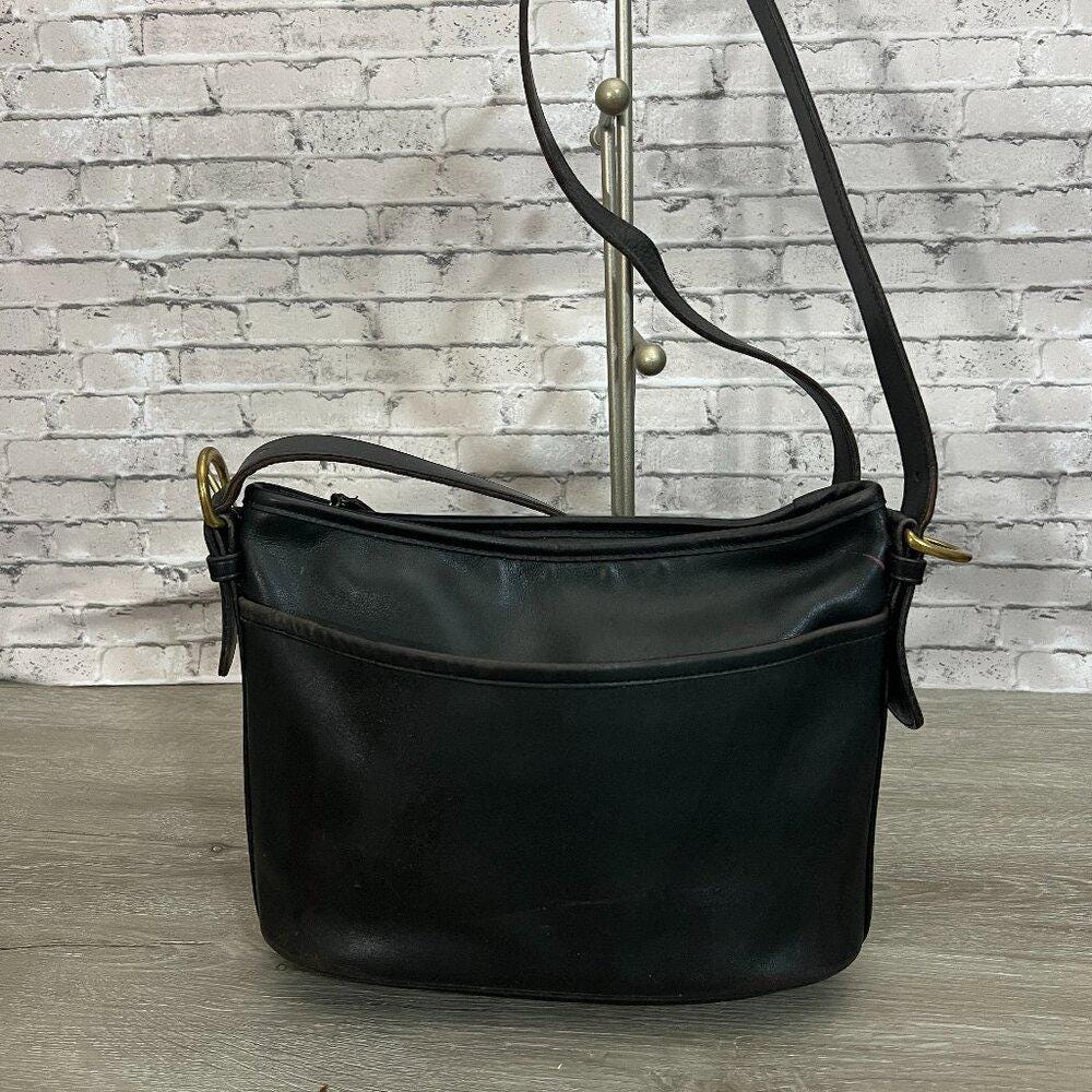 バッグ COACH Vintage Leather Black Shoulder Bag Shoulder Bag Purses Like Coach Vintage Coach Black Becket Zip