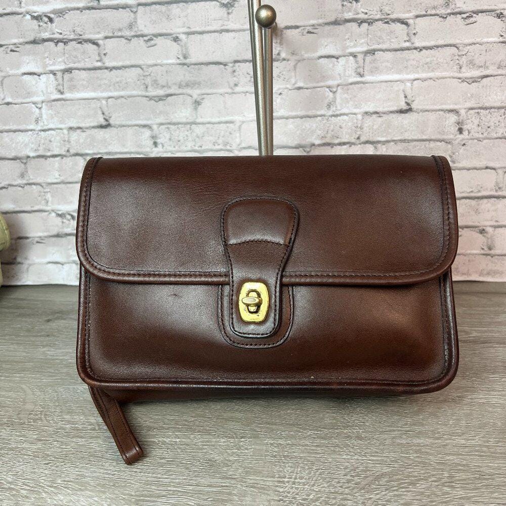極美品 vintage coach old turn lock brown Vintage Coach Leatherware Turn Lock Leather 70s Flap