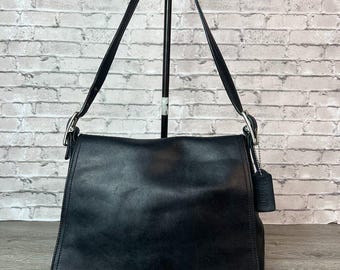 Vintage Coach Black Leather Studio Flap Shoulder Bag 9828 - Etsy