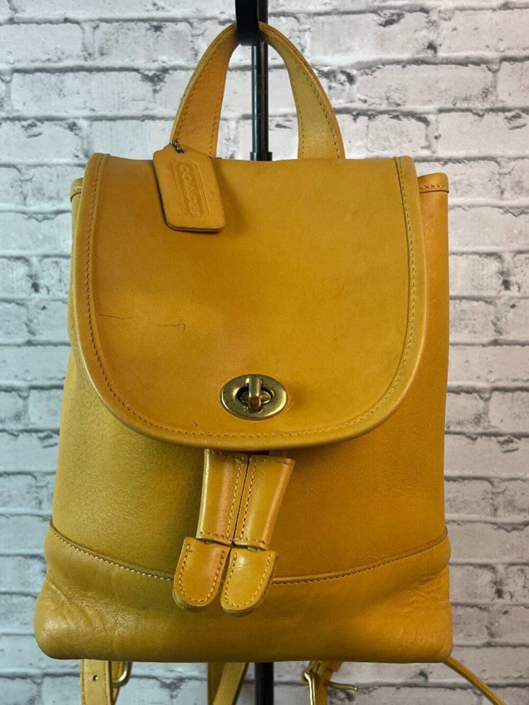 Rare COACH Vintage Leather Mini Backpack 9960 Yellow Made in USA - Etsy