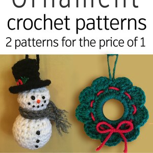 Snowman & Wreath ornament crochet pattern
