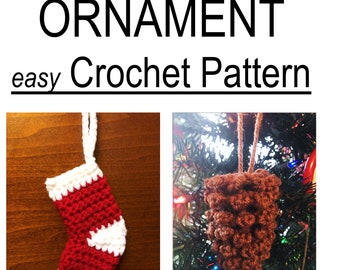 Stocking and Pinecone Christmas ornament crochet pattern