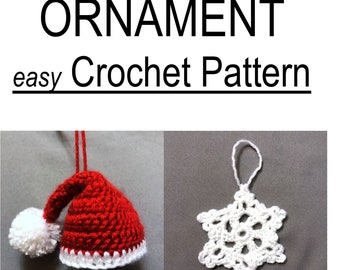 Santa Hat and Snowflake Christmas ornament crochet pattern