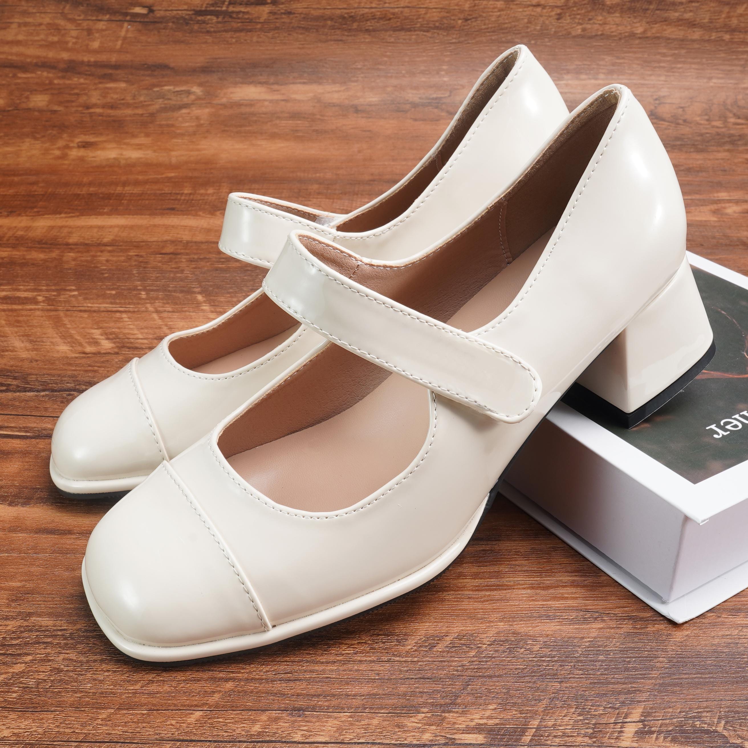 Mary Jane White Low Heel Dress Shoes Mary Janes Shoes For Women