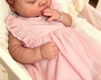 Muñeco bebé reborn de silicona completa de 53 cm (21 pulgadas) – Recién nacido realista hecho a mano, niño o niña, muñeco artístico de silicona suave y realista, regalo coleccionable para cumpleaños.