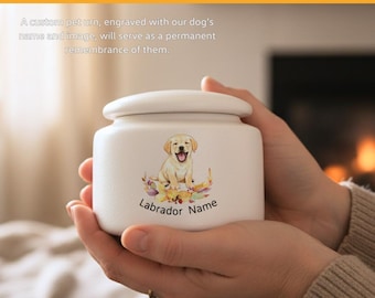 Custom Labrador Ceramic Pet Urn: Engraved Dog Memorial