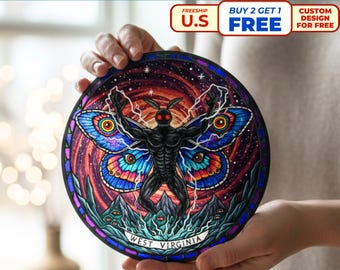 Łapacz słońca Mothman, folklor Zachodniej Wirginii, gotycka sztuka witrażowa