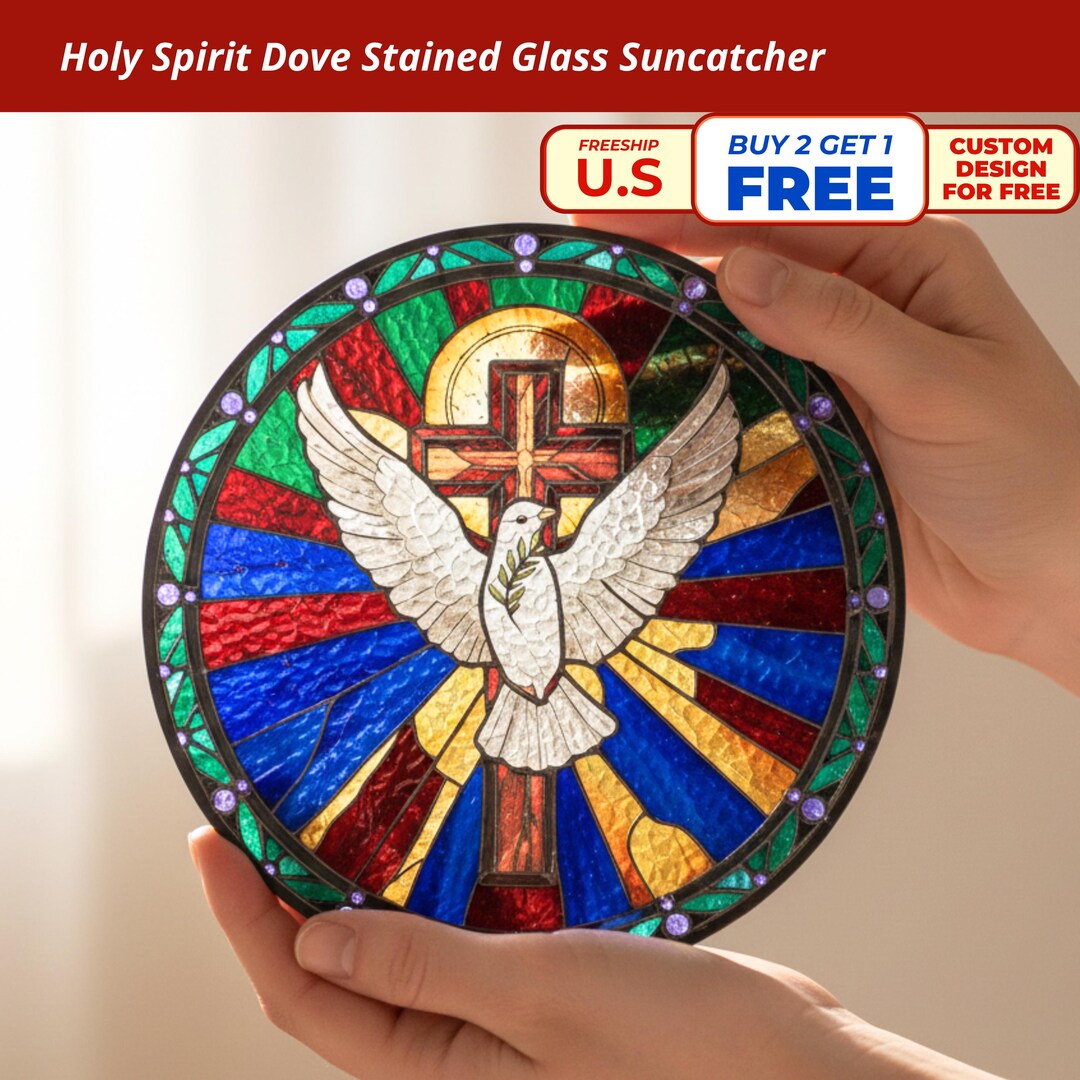 Dove of Peace Stained Glass Suncatcher, Christian Decor - Etsy
