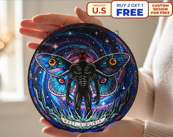 Witrażowy łapacz słońca Mothman, folklor kryptydów z Zachodniej Wirginii