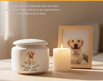 Personalized Labrador Pet Urn: Ceramic Dog Memorial Keepsake