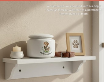 Urna de cerámica para cenizas de perro salchicha / Elegante recuerdo para mascotas / Regalo personalizado para la pérdida de una mascota