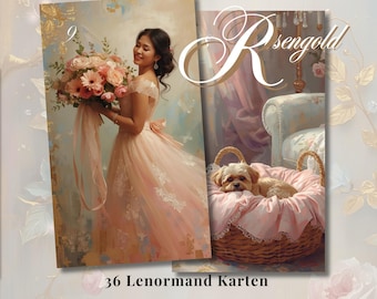 Lenormand-Karten Rosengold Lenormand-Romantik Edition - Love Oracle Cards - 36 Lenormand-Karten-56x100 mm