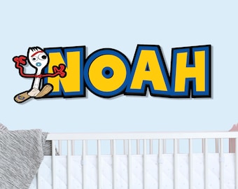 Toy Story Forky Custom Name Wooden Wall Decor, Personalized Kids Room Sign, Nursery Wall Decor, Custom Name Door Sign