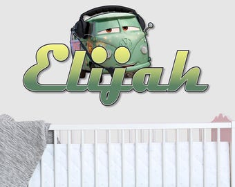 Disney Cars Fillmore Custom Name Wooden Wall Decor, Personalized Kids Room Sign, Nursery Wall Decor, Custom Name Door Sign