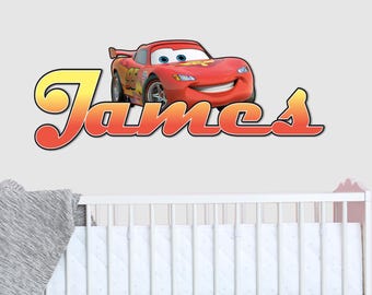 Disney Cars Custom Name Wooden Wall Decor, Personalized Kids Room Sign, Nursery Wall Decor, Custom Name Door Sign