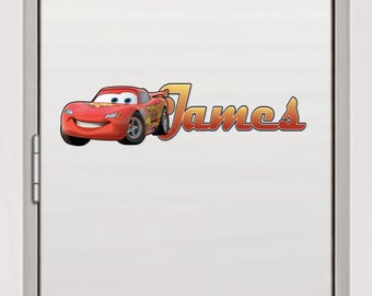 Lightning McQueen Custom Name Wooden Door Decor, Personalized Kids Room Sign, Nursery Wall Decor, Custom Name Wall Sign