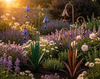 Campanillas de viento de metal con forma de flor, campanas musicales para jardín, decoración de patio original, regalo cinético floral para el césped para mamá.