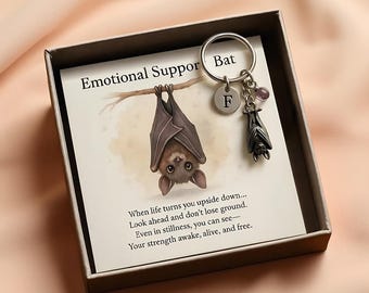 Emotionale Unterstützung Fledermaus Schlüsselbund, Vintage Fledermaus Anhänger mit Ermutigungs-Vers-Karte, inspirierendes Geschenk für Freunde
